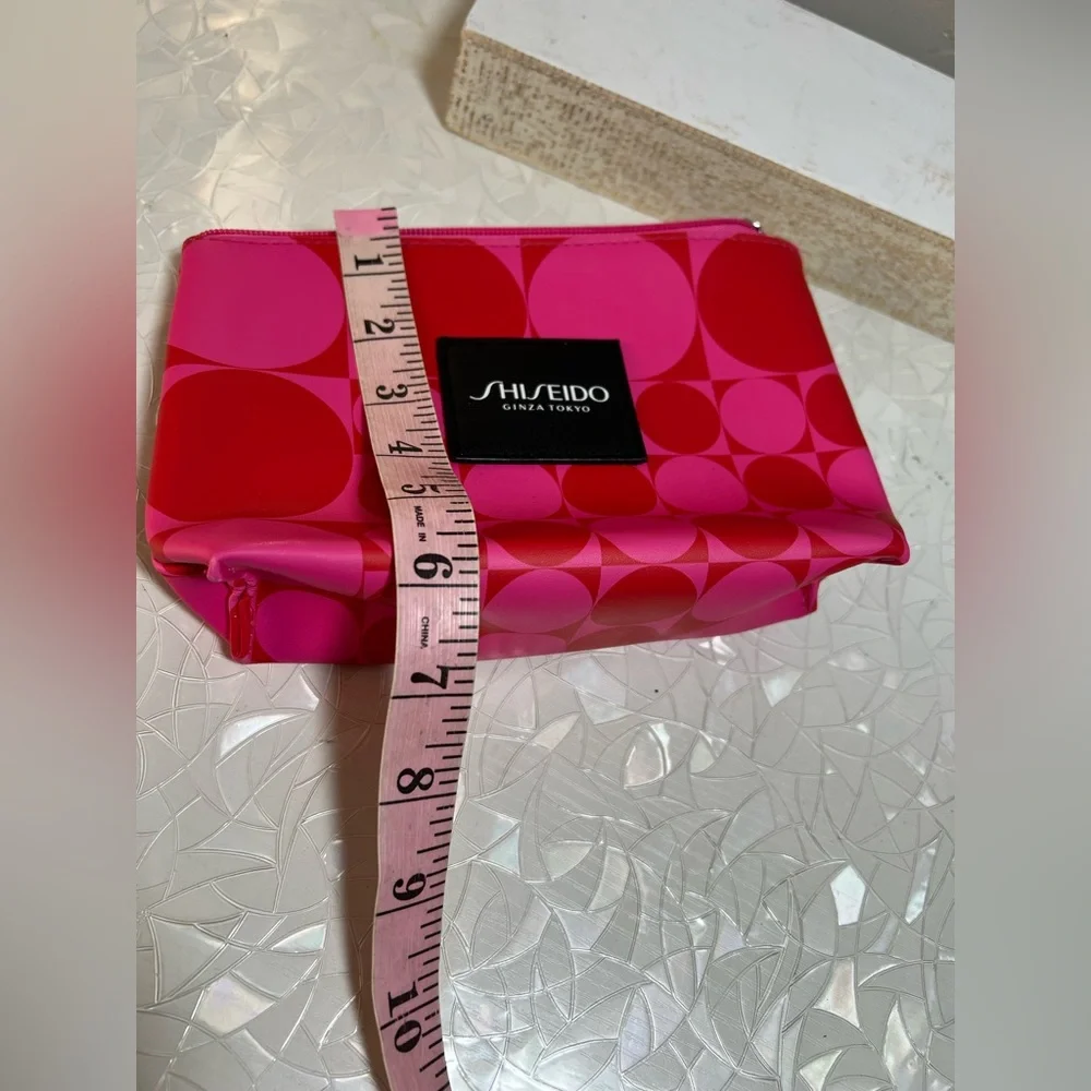 Shiseido Red and Pink Geometric Cosmetic bag
